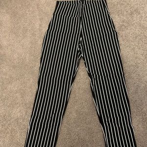 High waisted black and white striped pants